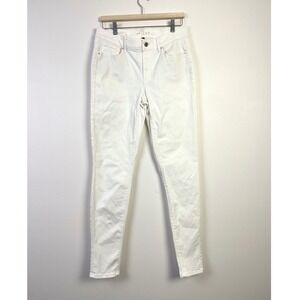 White House‎ Black Market The Skinny Jeans Mid Rise White Minimalist Denim Sz 8L